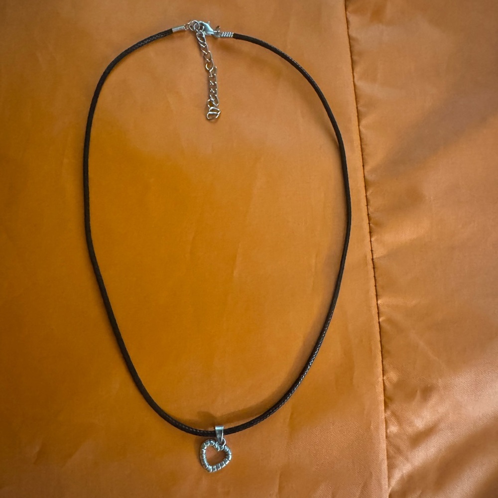 Ebony silver heart charm necklace